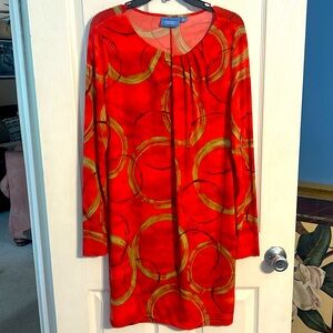 Simply Vera Wang Coral and Green Dress L